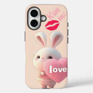 “Cute Bunny Love – Kiss Me iPhone 16 Case