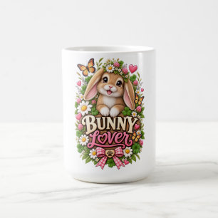 Cute Bunny Lover Floral Cottage Garden Rabbit Coffee Mug
