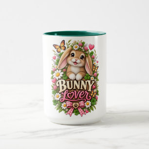 Cute Bunny Lover Floral Cottage Garden Rabbit Mug