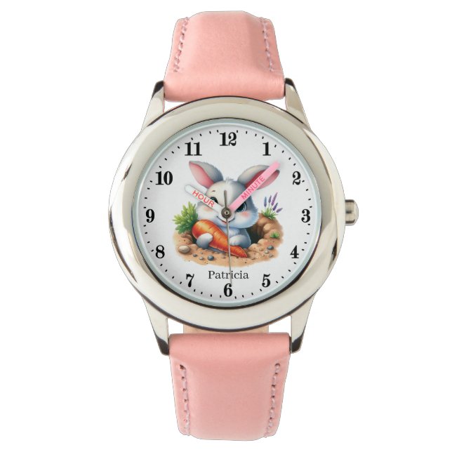 cute bunny lovers add name girls watch (Front)