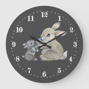 cute bunny lovers animal  large clock