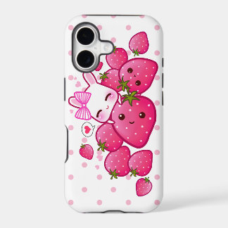 Cute bunny loves kawaii strawberries