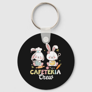 Cute Bunny Lunch Lady Cafeteria Crew Happy Easter Key Ring