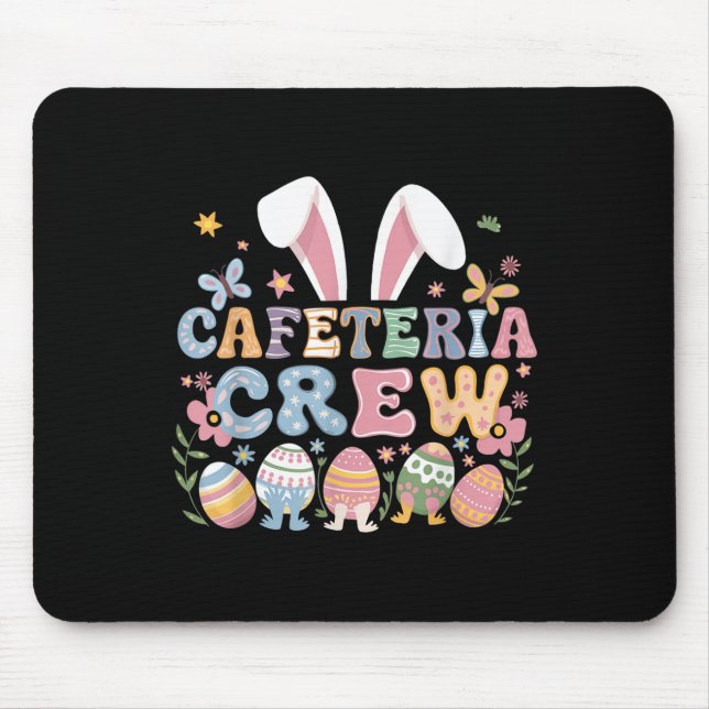 Cute Bunny Lunch Lady Cafeteria Crew Happy Easter  Mouse Mat (Front)