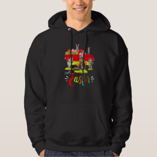Cute Bunny Maine Coon Cats Riding Red Truck Happy Hoodie