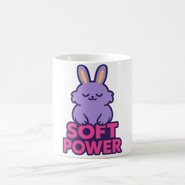 Cute Bunny Minimal Neon Design Coffee Mug (Center)