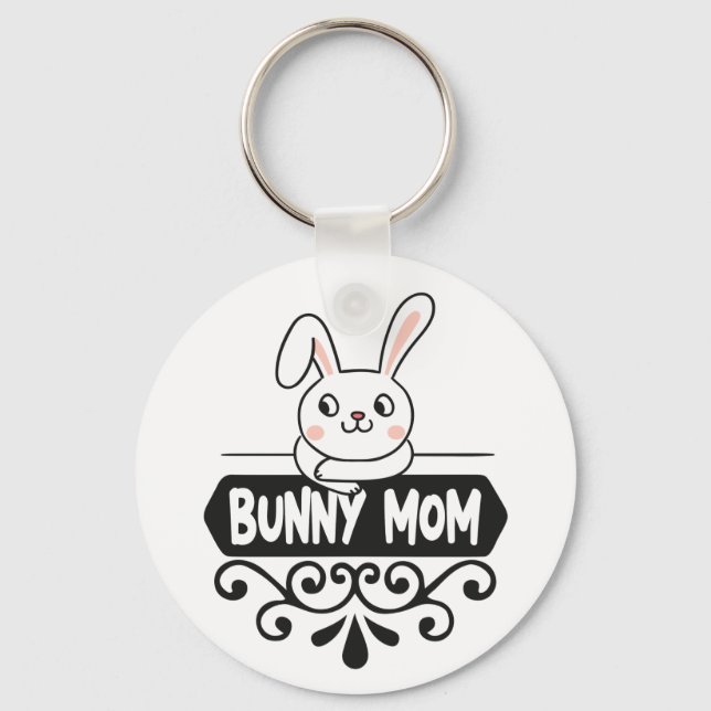 Cute Bunny mom rabbit lover Key Ring (Front)