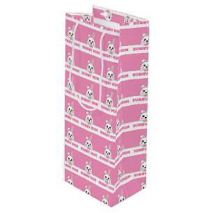Cute Bunny Mum Pink Pattern Wine Gift Bag