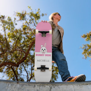 Cute Bunny Mum Pink Personalised Skateboard