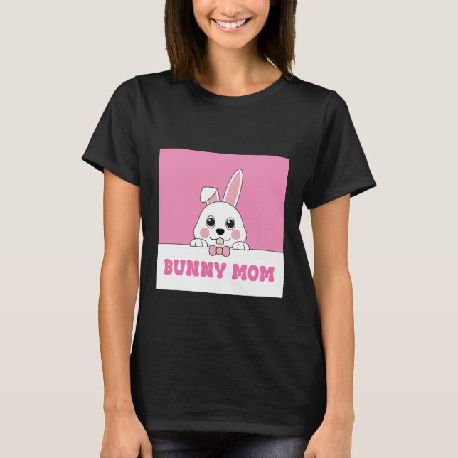 Cute Bunny Mum Pink  T-Shirt (Front)