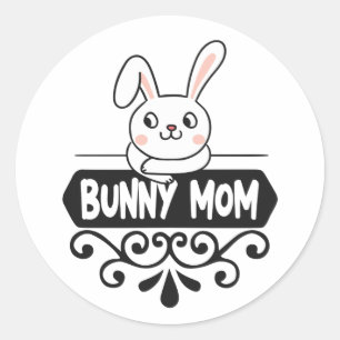 Cute Bunny mum rabbit lover Classic Round Sticker