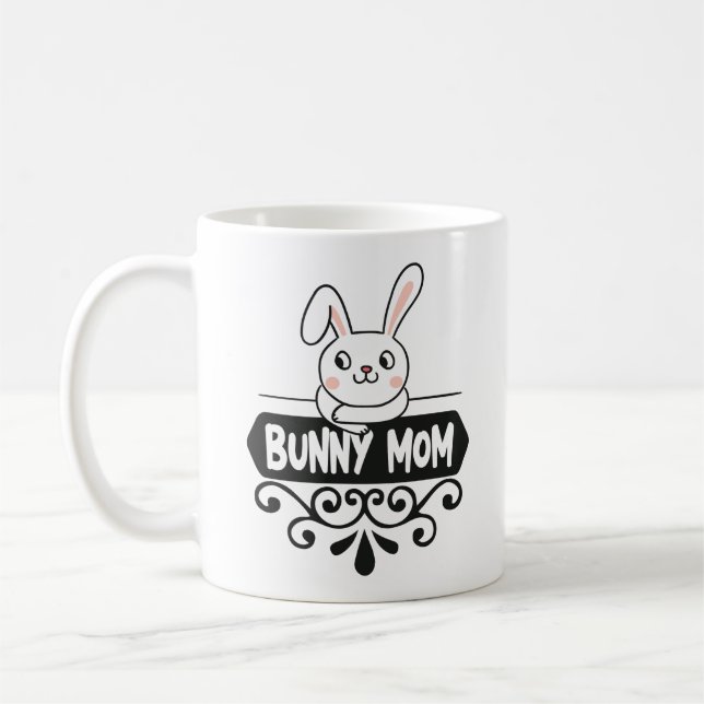 Cute Bunny mum rabbit lover  Coffee Mug (Left)