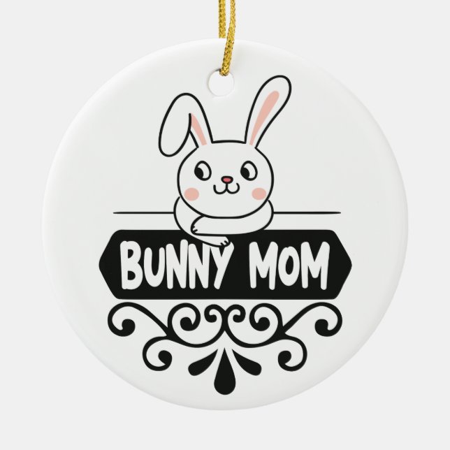 Cute Bunny mum rabbit lover photo Ceramic Tree Decoration (Front)