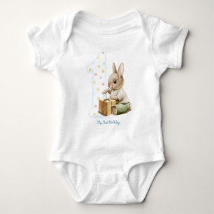 Cute Bunny My First Birthday T-Shirt Baby Bodysuit
