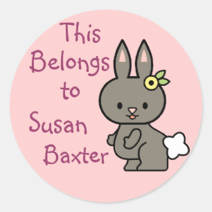 Cute Bunny Name Tag Stickers