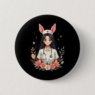 Cute Bunny Nurse Anime Girl Easter Medical Istant 6 Cm Round Badge