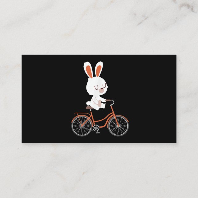 Cute Bunny On Bike Rabbit Cycling Bicycle Bunny Business Card (Front)