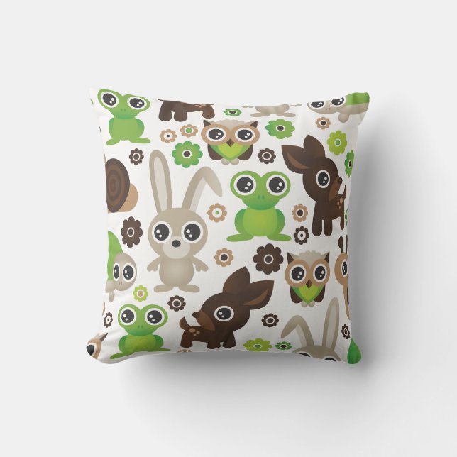 Cute bunny owl deer frog turtle pattern cushion (Front)