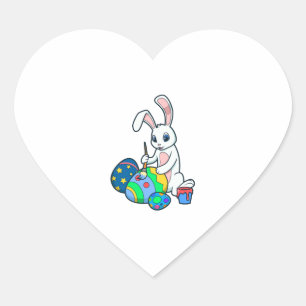 Cute Bunny Painting Easter Eggs Easter Bunny Heart Sticker