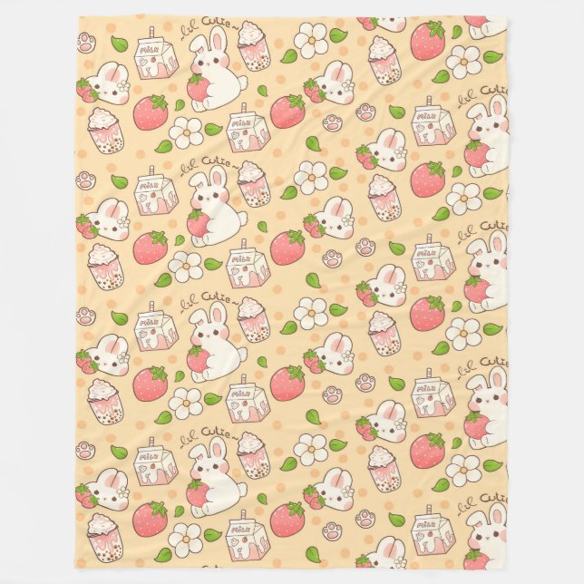 Cute Bunny Pattern Fleece Blanket (Front)