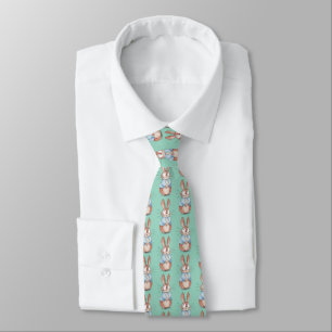 Cute Bunny Pattern Neck Tie Fun Easter & Animal
