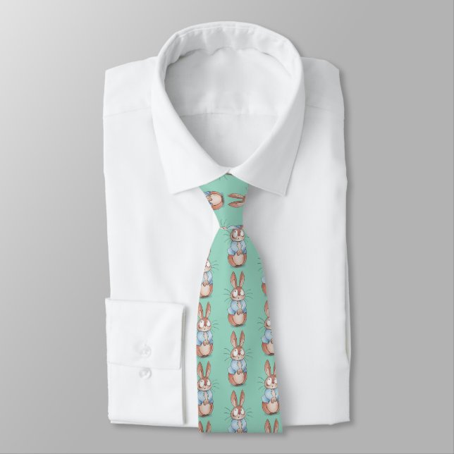 Cute Bunny Pattern Neck Tie | Fun Easter & Animal  (Tied)