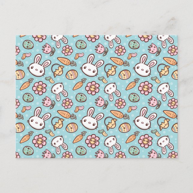 Cute Bunny Pattern Postcard (Front)