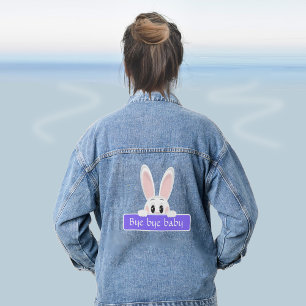 Cute Bunny Peeking with Message Denim Jacket