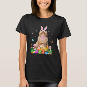 Cute Bunny Persian Cat & Easter Egg Basket Easter  T-Shirt