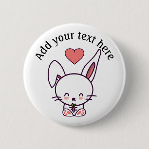 Cute Bunny Personalised Button