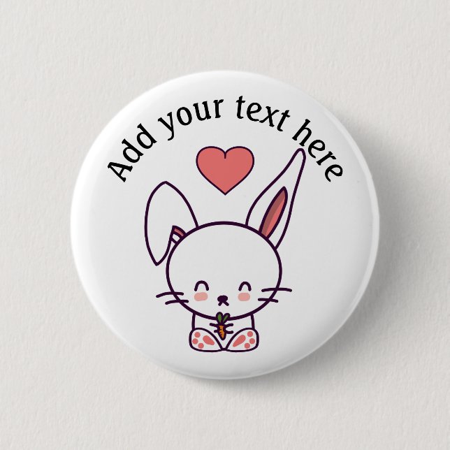 Cute Bunny Personalised Button (Front)