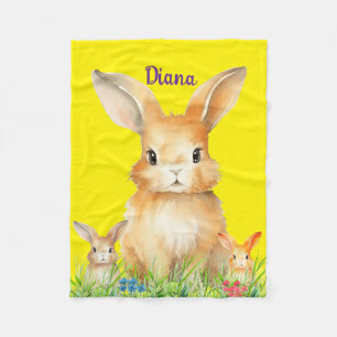 Cute Bunny Personalised Fleece Blanket