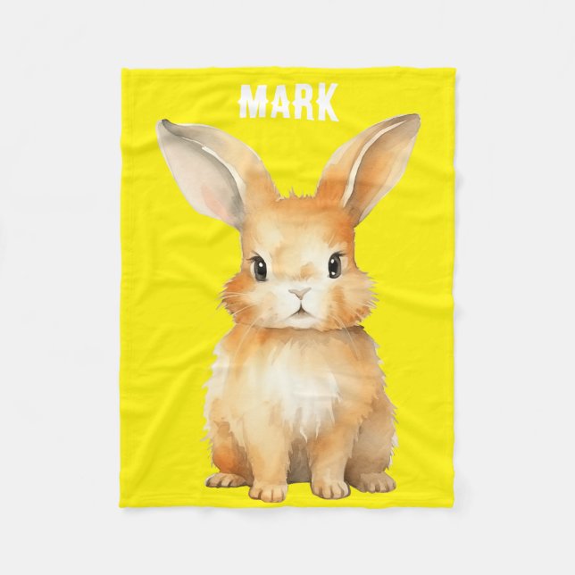 Cute Bunny Personalised Fleece Blanket (Front)