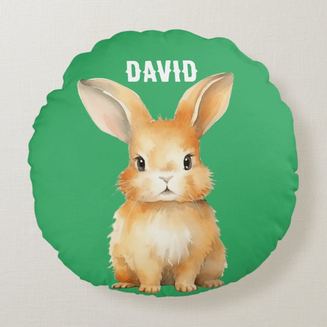 Cute Bunny Personalised Round Cushion (Front)