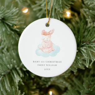 Cute Bunny Photo Baby's Frist Christmas Ceramic Tree Decoration