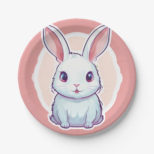 cute bunny picture disposable plate (Front)