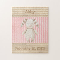 Cute Bunny Pink Girl Keepsake Birth Stats