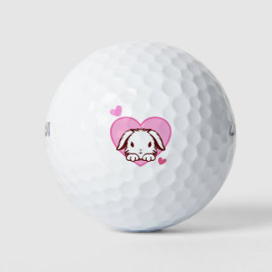 Cute Bunny Pink Heart Golf Balls