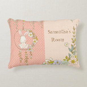 Cute Bunny Pink Polka Dot Decorative Cushion