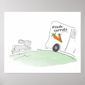 Cute Bunny poster (Running for carrots)
