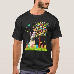 Cute Bunny Pug Easter Eggs Tree, Easter Puppy Dog T-Shirt