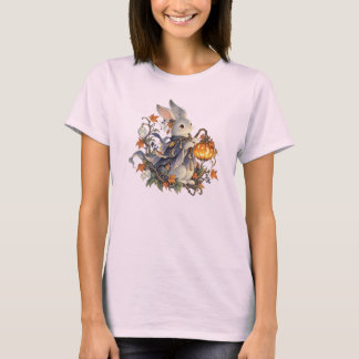 Cute Bunny Pumpkin Lantern Halloween Womens Tee