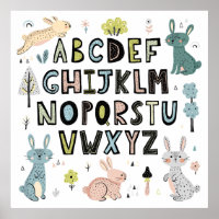 Cute Bunny Rabbit ABC Alphabet Letters Educational
