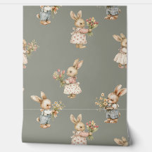 Cute Bunny Rabbit and Flowers
