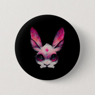 Cute Bunny Rabbit Animal With Colours - A Girls Ha 6 Cm Round Badge