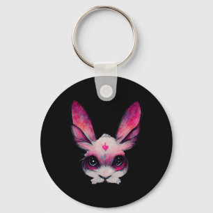 Cute Bunny Rabbit Animal With Colours - A Girls Ha Key Ring
