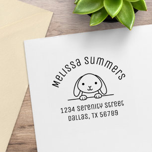 Cute Bunny Rabbit Arch Address Rubber Stamp