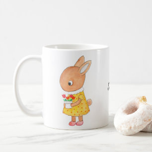 Cute Bunny Rabbit Art Personalized with Name Coffee Mug