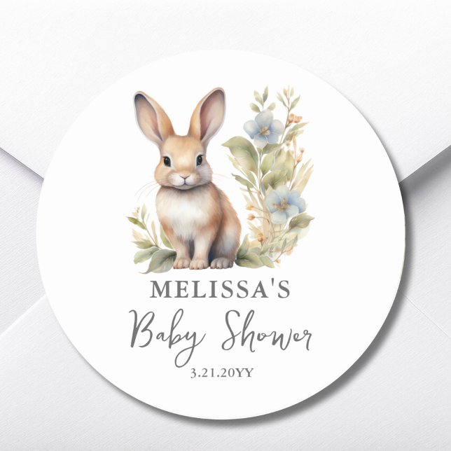 Cute Bunny Rabbit Baby Shower Favour Sticker (Creator Uploaded)
