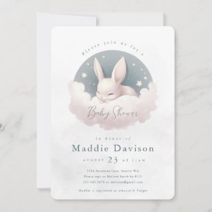 Cute Bunny Rabbit Baby Shower Invitation